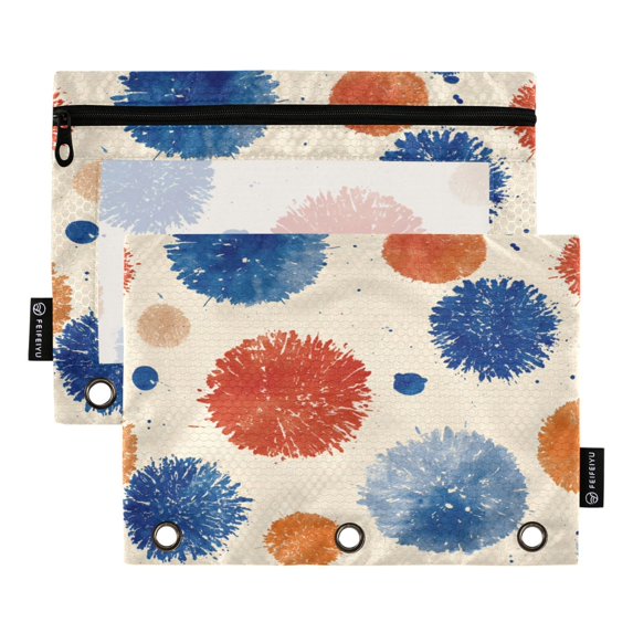 2 Pack Flip Folders with Clear PVC Window Binder Pouches 3-Ring Binder Organizer for Office & Home Blue Splashes Artistic Pattern