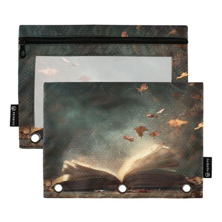 2 Pack Flip Folders with Clear PVC Window Binder Pouches 3-Ring Binder Organizer for Office & Home Book with Dust Swirling