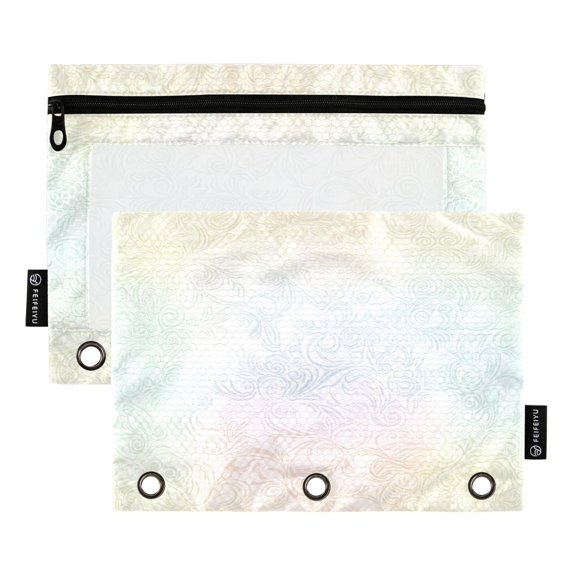 2 Pack Flip Folders with Clear PVC Window Binder Pouches 3-Ring Binder Organizer for Office & Home Complex Lace