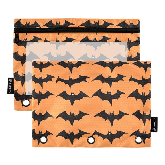 2 Pack Flip Folders with Clear PVC Window Binder Pouches 3-Ring Binder Organizer for Office & Home Halloween Decorations Party