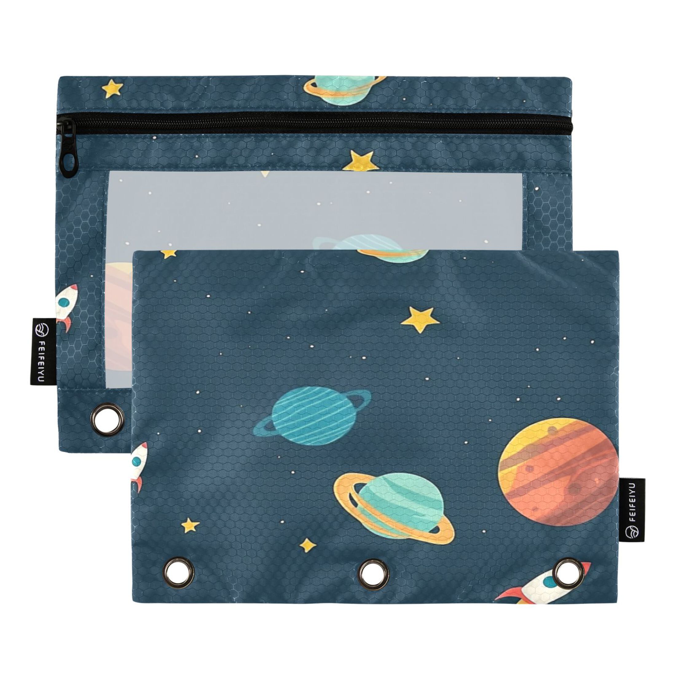 2 Pack Flip Folders with Clear PVC Window Binder Pouches 3-Ring Binder ...