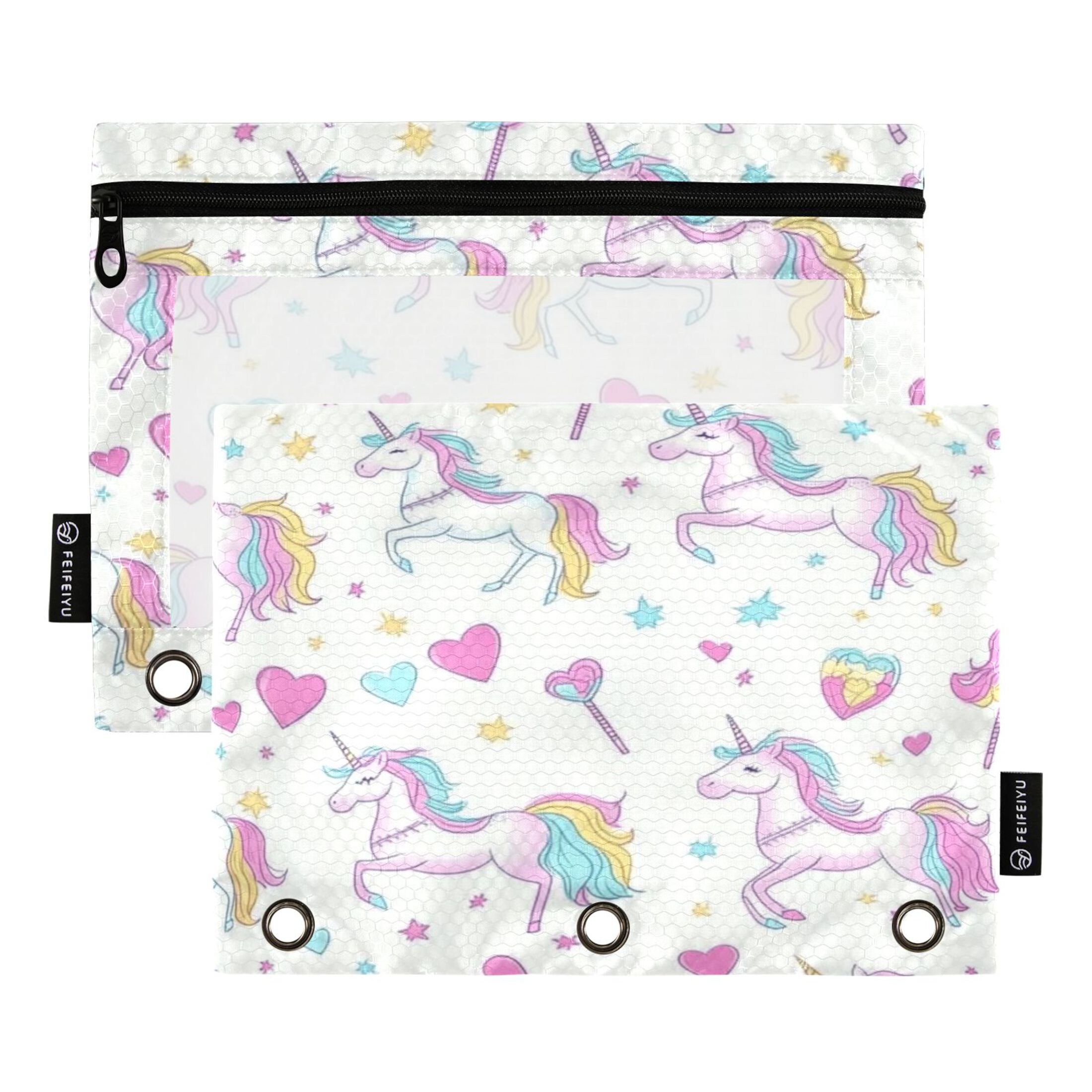 2 Pack Flip Folders with Clear PVC Window Binder Pouches 3-Ring Binder ...