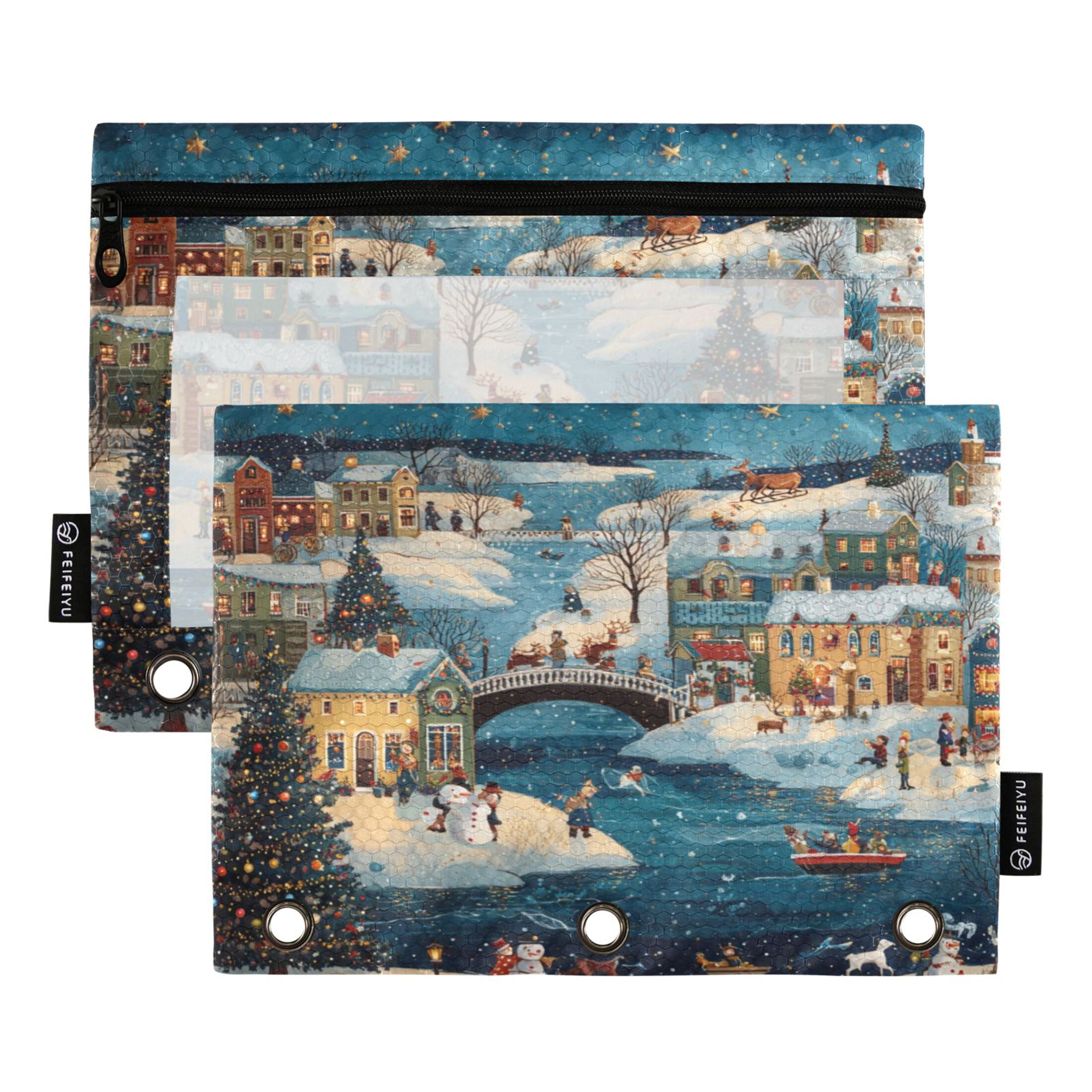 2 Pack Flip Folders with Clear PVC Window Binder Pouches 3-Ring Binder ...