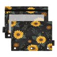 thumbnail image 1 of 2 Pack Flip Folders with Clear PVC Window Binder Pouches 3-Ring Binder Organizer for Office & Home Yellow Sunflower Pattern, 1 of 6