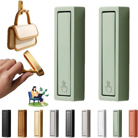 2 Pack Flip Down Hook, Foldable Coat Hooks, Heavy Duty Wall Hooks Made of Zinc Alloy, Modern Minimalist Style Porch Key Valet Hook for Wall Hanging Coat, Towel, Hat, Backpack (Green, Square)
