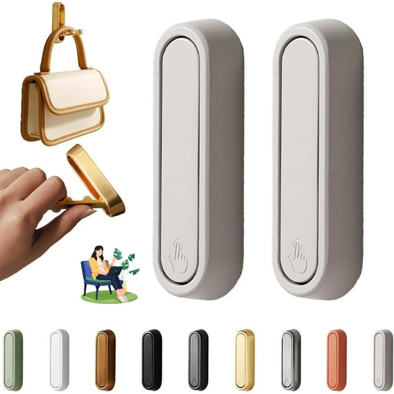 2 Pack Flip down Hook, Foldable Coat Hooks, Heavy Duty Wall Hooks Made of Zinc Alloy, Modern Minimalist Style Porch Key Valet Hook for Wall Hanging Coat, Towel, Hat, Backpack (Light gray, Round)