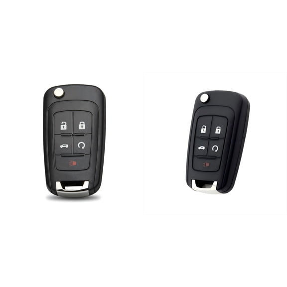 2 Pack Flip Key Fob Replacement Shell for Chevy Buick GMC 5 Button Uncut Blade Case for Cruze Camaro Equinox Impala Terrain
