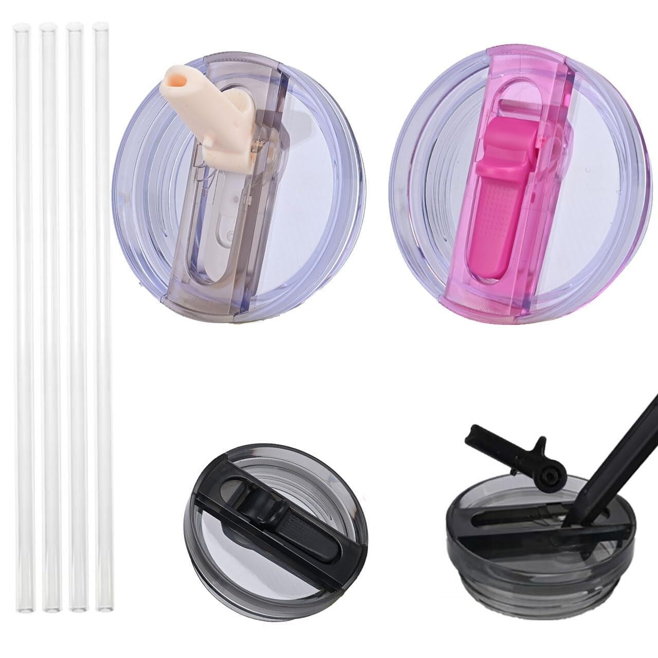 2 Pack Flip Straw Lid Leak Proof Lid Replacement Fit for 40 oz Stanley