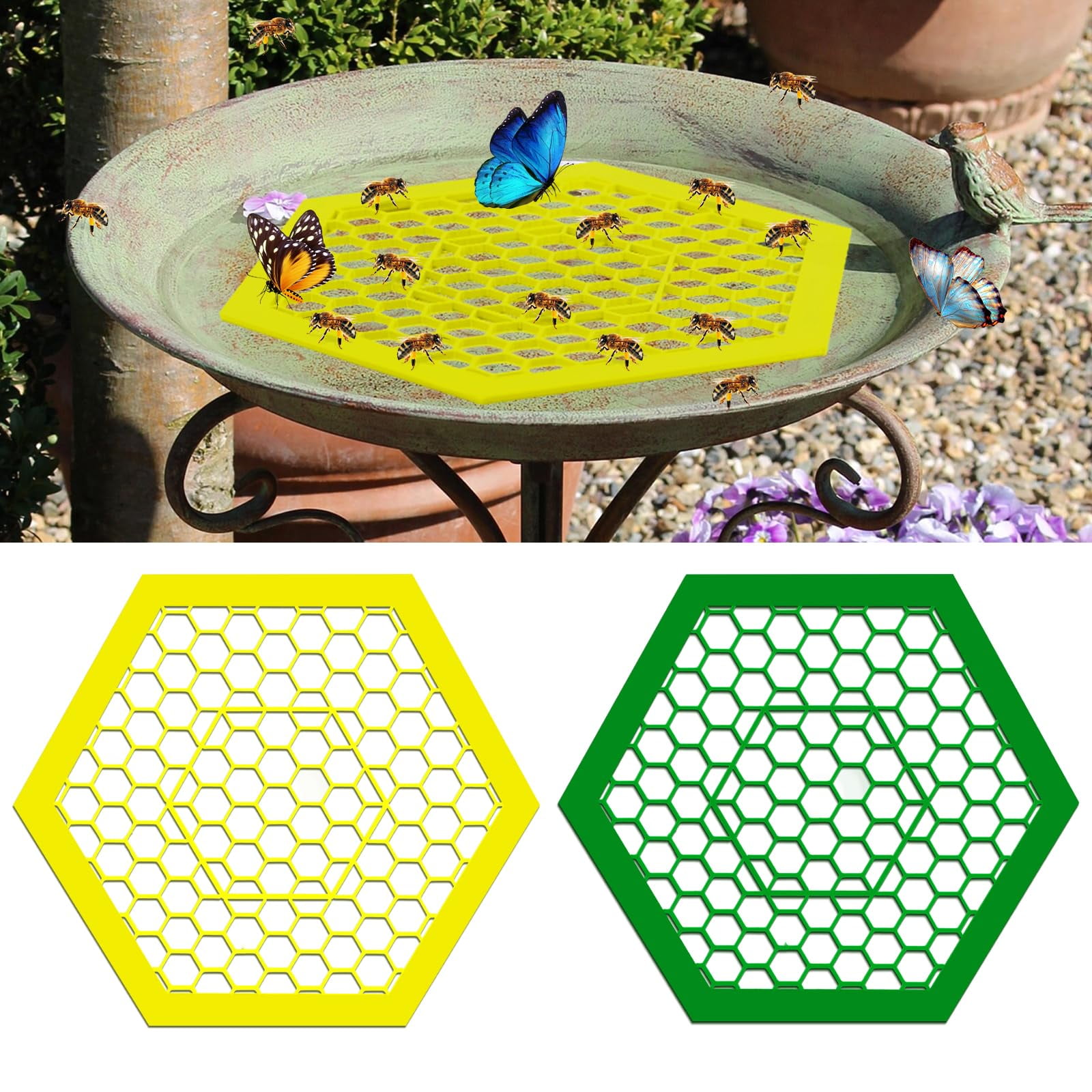 2 Pack Floating Bee Island Use for Bee Cups for Garden, Colorful Bee