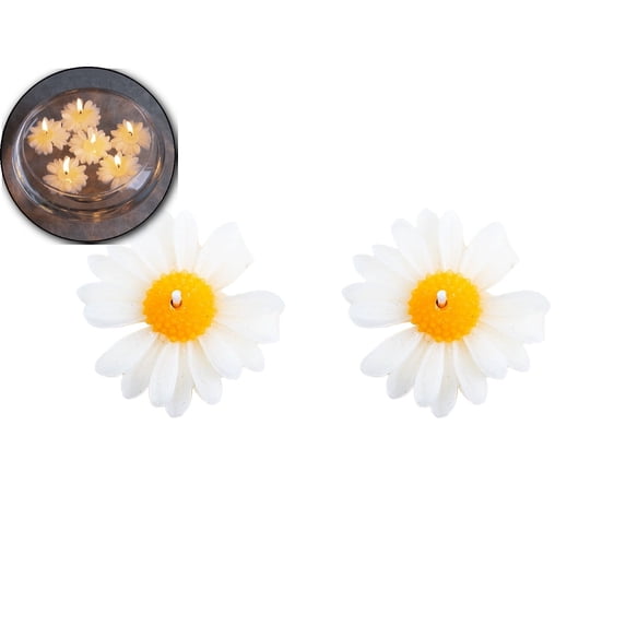 2-Pack Floating Flower Candles – Handmade Soy Wax Tea Lights for Weddings & Party Favors – 2.16" x 2.16", 1–2 Hour Burn Time
