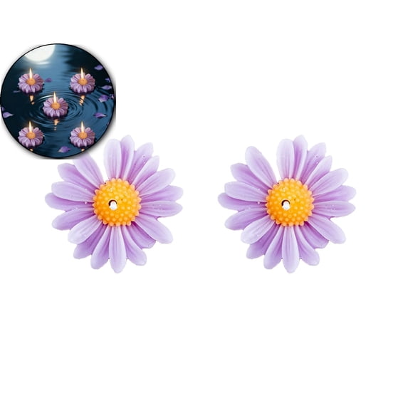 2-Pack Floating Flower Candles – Handmade Soy Wax Tea Lights for Weddings & Party Favors – 2.16" x 2.16", 1–2 Hour Burn Time