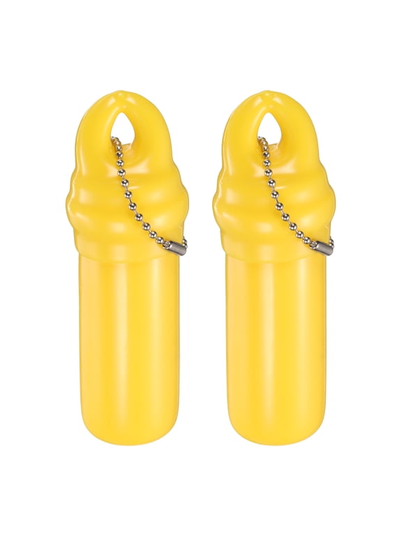 2 Pack Floating Keychain, Float Key Ring Holder with Waterproof Container, Float Key Pendant for Boating, Fishing, Water Sports, Yellow