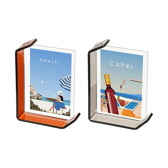 2 Pack Floating Picture Frames, Display Picture 7x5" Acrylic Photo Frame for Tabletop Display for Home Office Art Anniversary Family, Tan/Gray