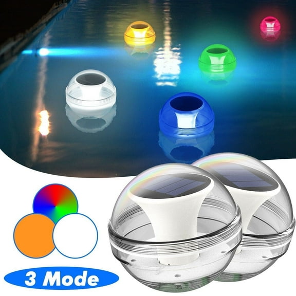 2 Pack Floating Pool Lights, LED Solar RGB Color Changing Waterproof Glow in The Dark Ball Floating Lights for Swimming Pool Hot Tub Pond Garden Decoration