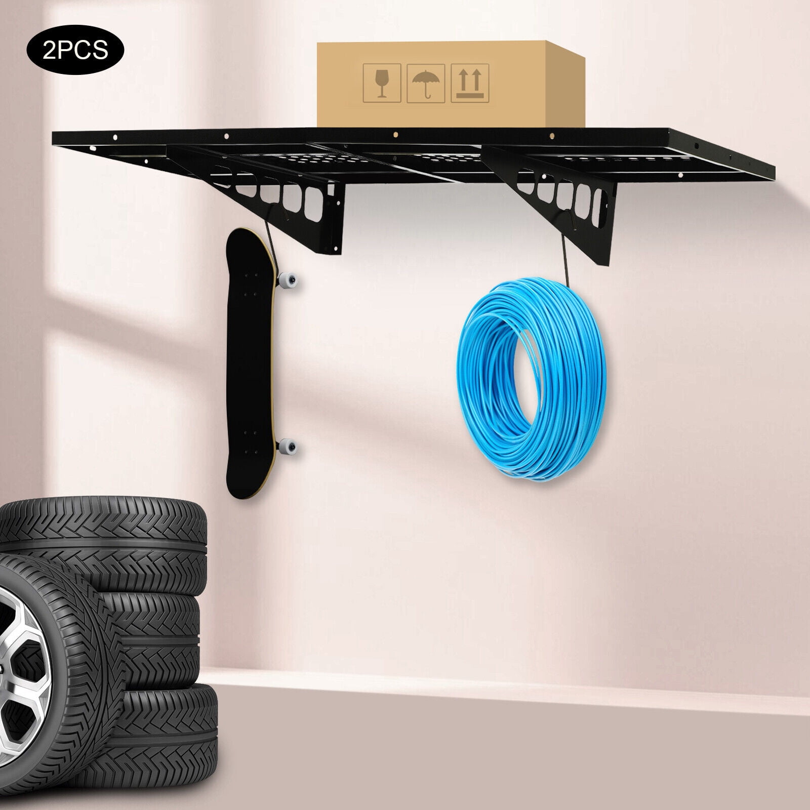 2Pack Floating Wall Shelf Garage Storage Rack Heavy Duty 20x48 Inch