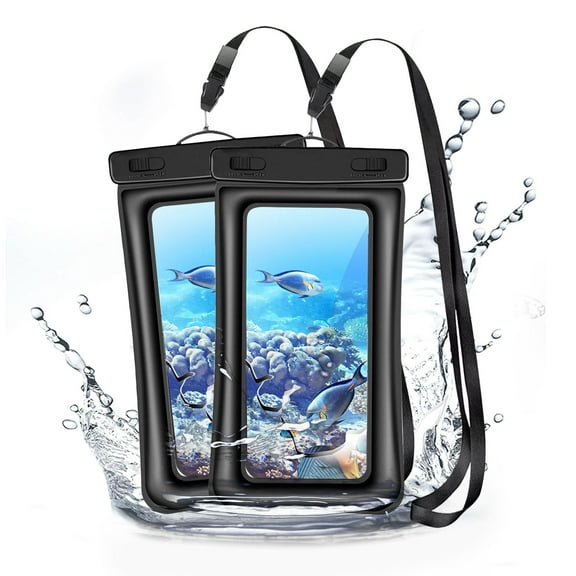 2 Pack Floating Waterproof Phone Pouch 7" for Cell Phone, IP68 Cell Phone Dry Bags with Neck Lanyard for Beach Pool Swimming