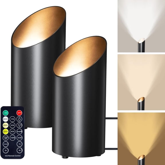 2 Pack Floor Can Lights - 6000K LED Up Lights with Remote and Timer, 3 Color Temperatures and Dimmable Uplighting Spotlights for Dark Corner Sofa House Plant Wall Artwork Indoor