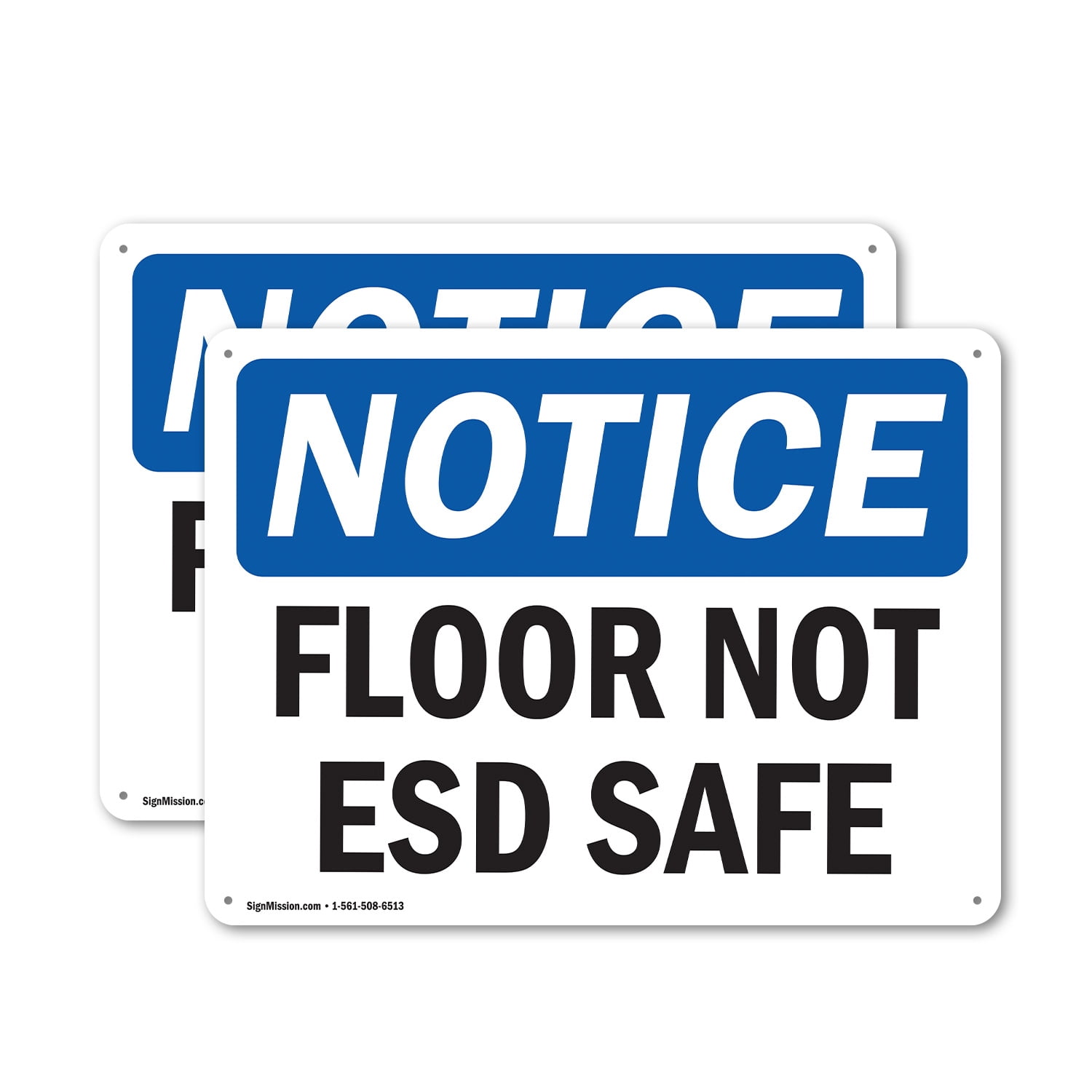 (2 Pack) Floor Not ESD Safe OSHA Notice Sign 24 Inch X 18 Inch Plastic ...