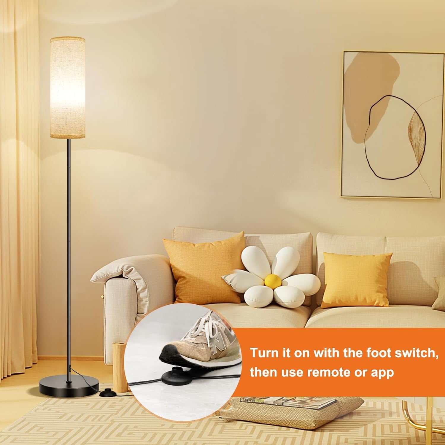2 Pack Floor Lamps for Living Room, Dimmable Colors Temperature & Brightness, Modern Floor Lamp with Remote, Tall Standing Lamps for Living Room Bedroom Office