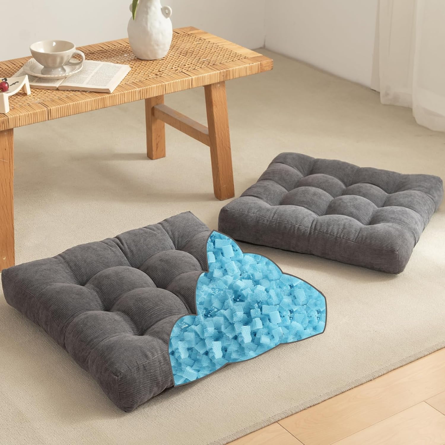 2-Pack of Floor Pillows for Adults, Meditation Cushions for Floor ...