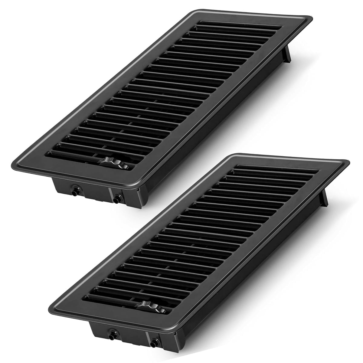 2 Pack Floor Register 4x10, Floor Vent Covers for Home Floor, Sidewall, Heavy Duty Steel Walkable Floor Grates, Adjustable Air Vent Covers Rust Proof Finish, 4" x 10'' Floor Vent, Black