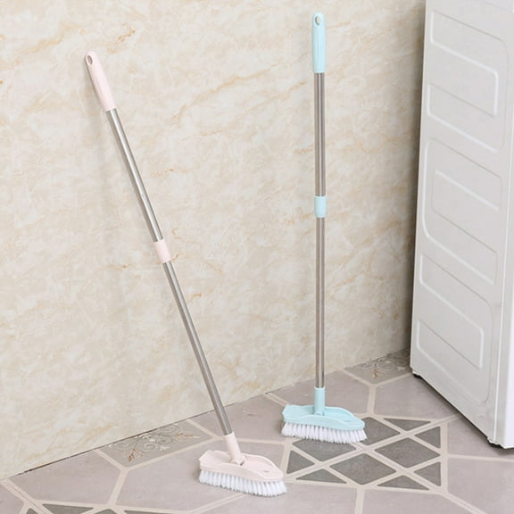 2 Pack Floor Scrub Brush with Long Handle Adjustable Stainless Metal Handle, Scrubber with Stiff Bristles for Cleaning Tile, Bathroom, Tub, Bathtub and Patio