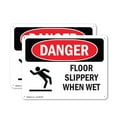 thumbnail image 1 of (2 Pack) Floor Slippery When Wet OSHA Danger Sign 18 Inch X 12 Inch Indoor / Outdoor Rust-Free Aluminum Metal Signs for Workplace, Workshop, and Construction Site, Made in the USA, 1 of 8