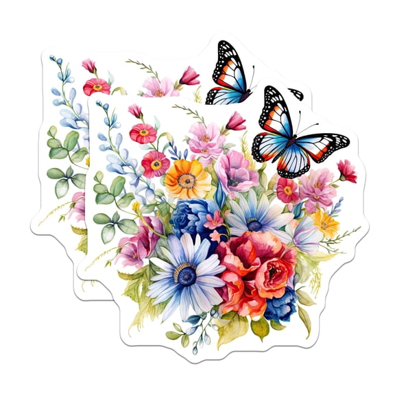 (2 Pack) Floral Butterfly Magnets - Watercolor Flower Decors - Vibrant Fridge Home Magnets - 5" On Longest Side - Premium Magnet - for Cars, Refrigerators, Toolboxes, Lockers - Made in USA - MAG15455