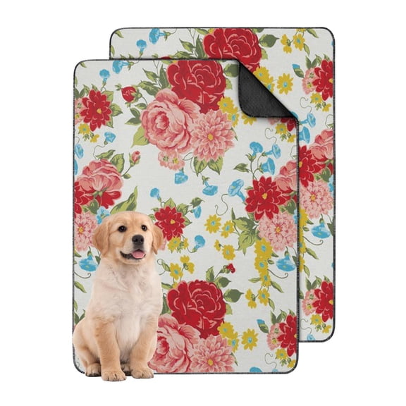 2-Pack Floral Design Dog Training Mats, Washable Reusable Housebreaking Pads 24x35 Inch, Non-Slip Puppy Potty Solution for Indoor Areas