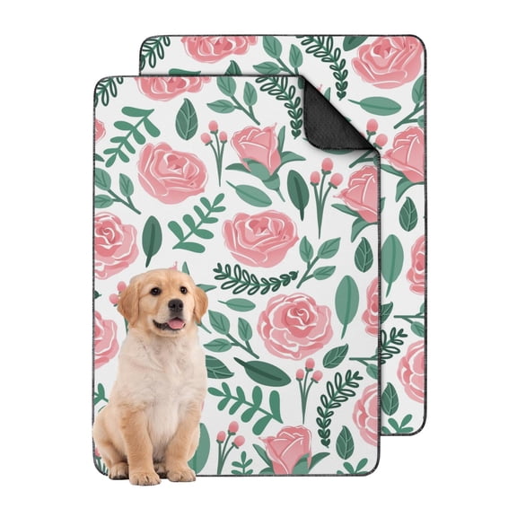 2-Pack Floral Design House Training Pads, Washable Reusable Dog Potty Mats 24x35 Inch, Non-Slip Puppy Pad for Indoor Floor Protection