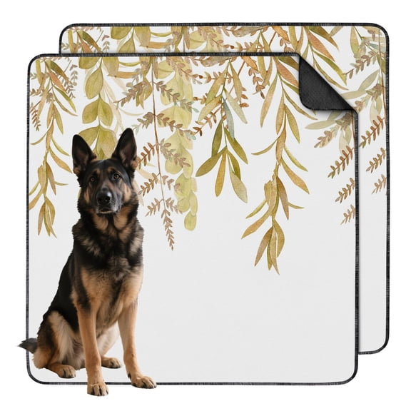 2-Pack Floral Design Pet Crate Mats 48x48 Inch Washable Reusable House Training Pads, Non-Slip Puppy Potty Solution for Big Dogs Indoor Areas