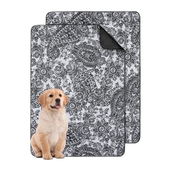 2-Pack Floral Design Pet Crate Mats, Washable Reusable House Training Pads 24x35 Inch, Non-Slip Puppy Potty Solution for Indoor Areas