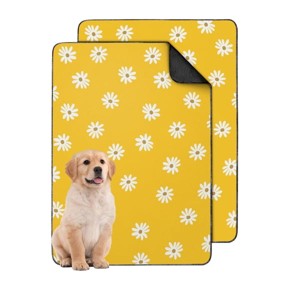 2-Pack Floral Design Pet Housebreaking Mats, Washable Reusable Dog Training Pads 24x35 Inches, Non-Slip Surface Puppy Potty Solution for Floors