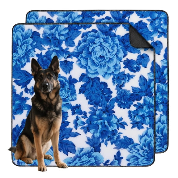 2-Pack Floral Design Training Solutions 48x48 Inch Washable Reusable House Training Pads, Non-Slip Dog Potty Mat for Big Breed Crate and Floors