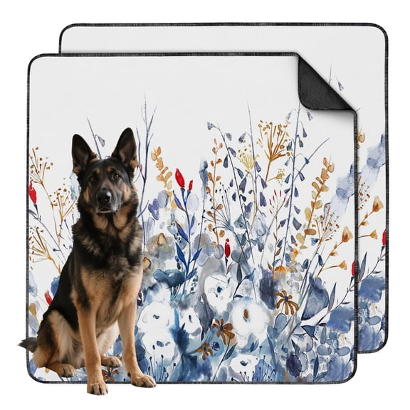 2-Pack Floral Design Training Solutions, Washable Reusable House Training Pads 48x48 Inch, Non-Slip Dog Potty Mat for Big Breed Crate and Floors