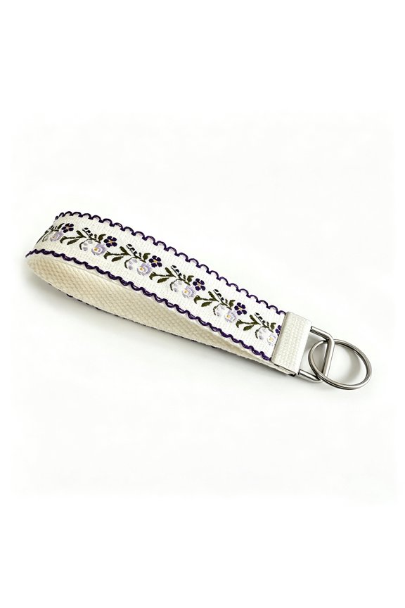 2-Pack Floral Embroidery Wrist Lanyard, Keychain Wristlet Strap for Keys & Phones, Boho Style