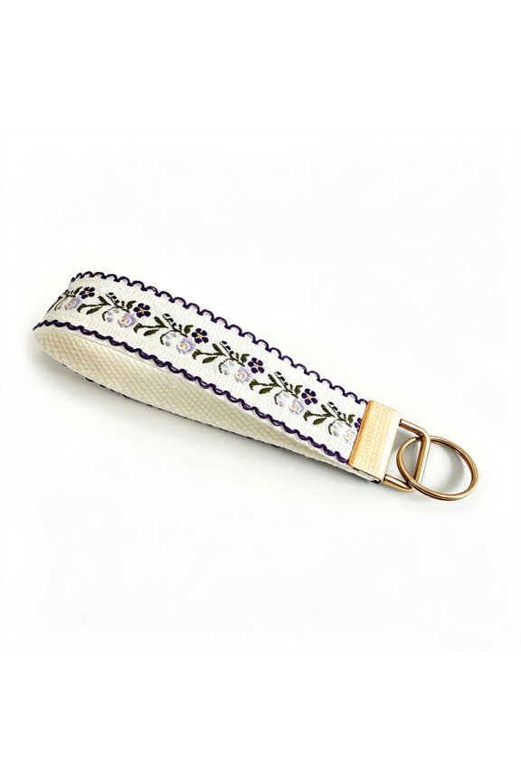 2-Pack Floral Embroidery Wrist Lanyard, Keychain Wristlet Strap for Keys & Phones, Boho Style