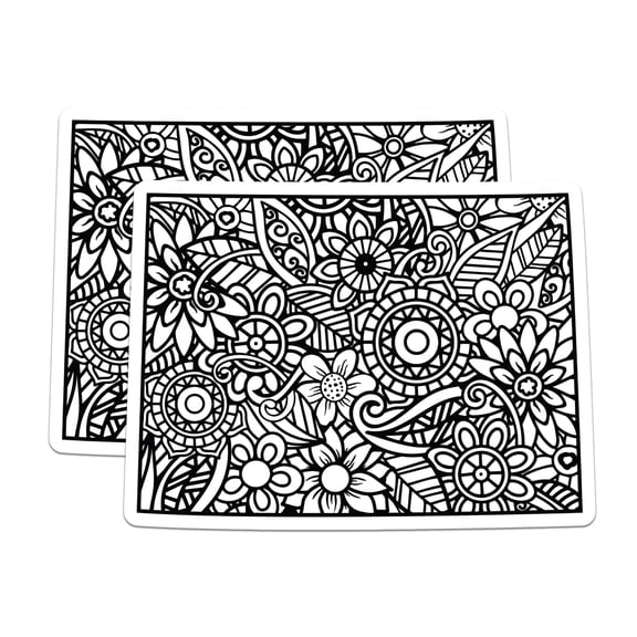 (2 Pack) Floral Pattern Magnets - Black and White Art - Flower Design Magnets - 5" On Longest Side - Premium Magnet - for Cars, Refrigerators, Toolboxes, Lockers - Made in USA - MAG17768