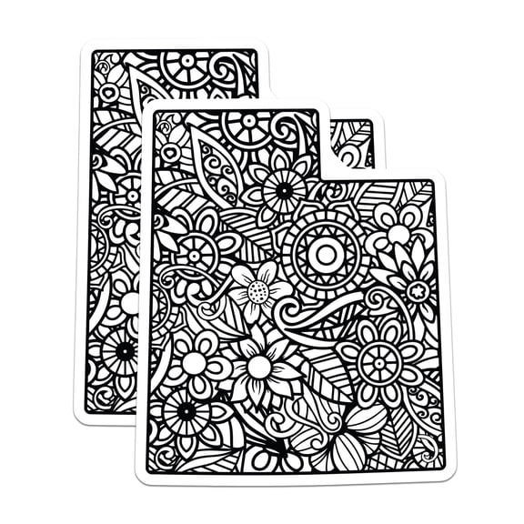 (2 Pack) Floral Pattern Magnets - Black and White Flowers - Botanical Home Decor Magnets - 5" On Longest Side - Premium Magnet - for Cars, Refrigerators, Toolboxes, Lockers - Made in USA - MAG18583