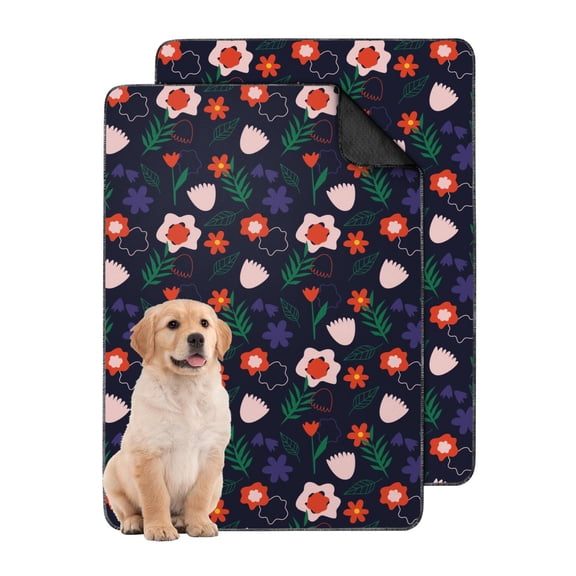 2-Pack Floral Pet Housebreaking Pads, Washable Reusable Puppy Training Mats 24x35 Inch, Non-Slip Dog Potty Solution for Indoor Floor Use