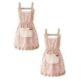 thumbnail image 1 of 2-Pack Floral Princess Ruffle Apron for Women with Pocket & Hand-Wipe Towel | Adjustable Canvas Kitchen Bib Set for Cooking, Baking, Crafting & Gardening, 1 of 7