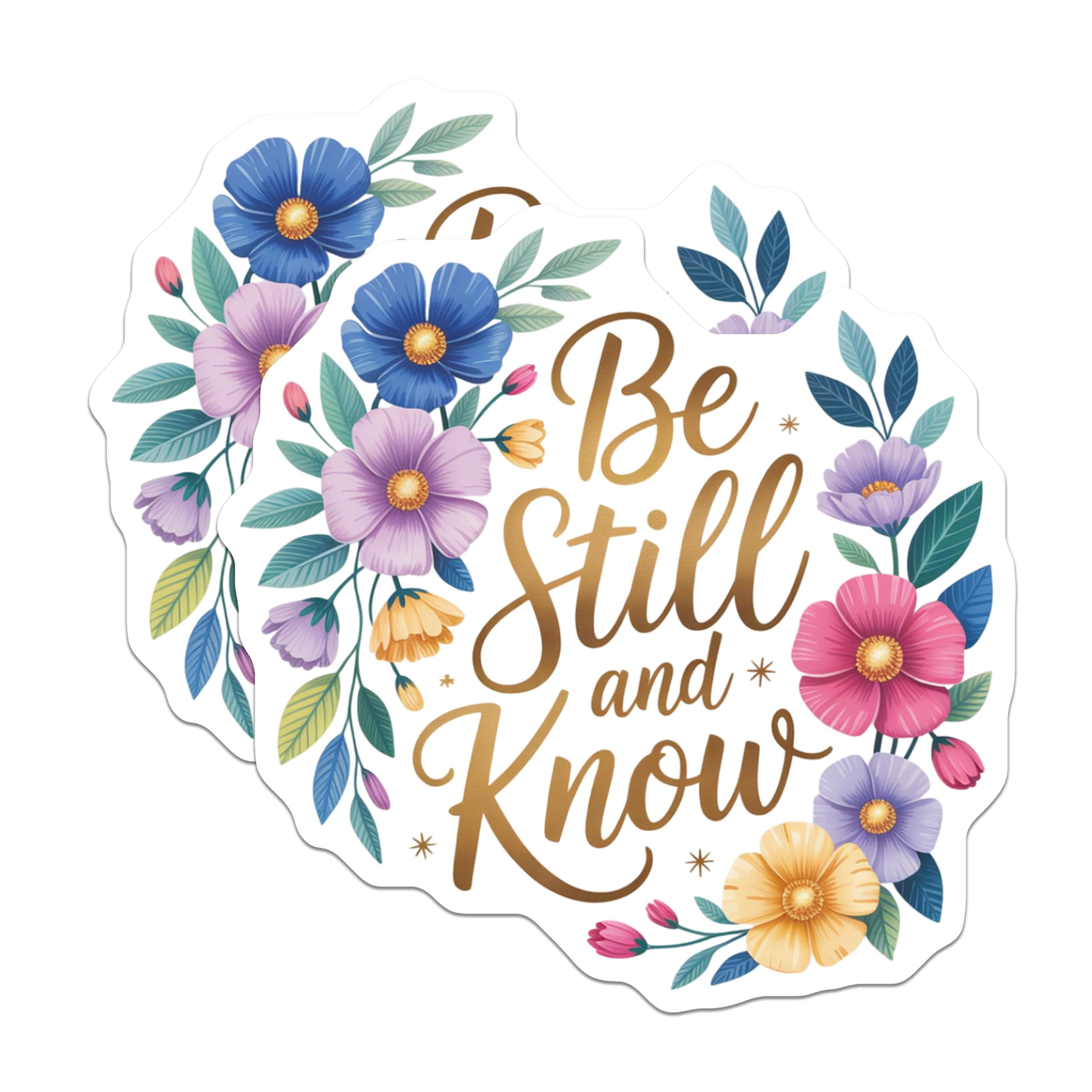 (2 Pack) Floral Stickers - Be Still and Know Decals - Motivational ...