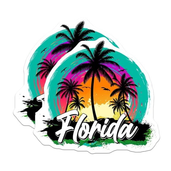 (2 Pack) Florida Magnets - Palm Tree Decor - State Pride Souvenir - 5" On Longest Side - Premium Magnet - for Cars, Refrigerators, Toolboxes, Lockers - Made in USA - MAG18003