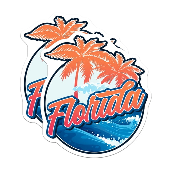 (2 Pack) Florida Magnets - Palm Tree Decor - Tropical State Souvenir - 5" On Longest Side - Premium Magnet - for Cars, Refrigerators, Toolboxes, Lockers - Made in USA - MAG17153