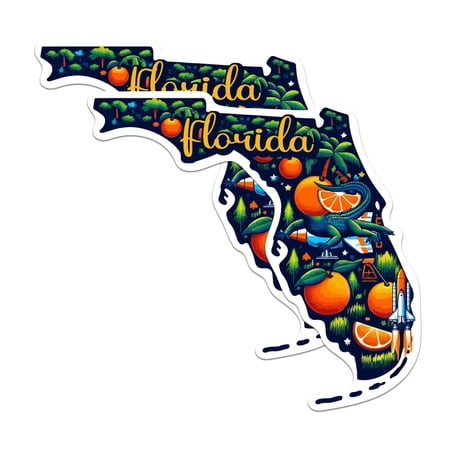 (2 Pack) Florida State Shape Magnets - FL State Magnet - Choose from 50 States - 5" On Longest Side - Premium Magnet - for Cars, Refrigerators, Toolboxes - Made in USA - MAG1242