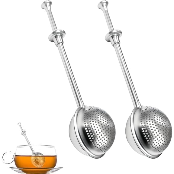 2-Pack Flour Duster Wand, 304 Stainless Steel Powdered Sugar and Icing Sugar Shaker, One-Hand Spring Handle Dusting Sifter for Cocoa, Cinnamon, Spices and Baking Flour