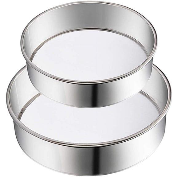 2 Pack Flour Sifter,Stainless Steel Fine Mesh Strainers Flour Sieve,60 Mesh Roun Sifter for Baking Cake Brea (6-Inch an 8-Inch)