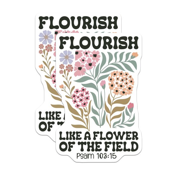 (2 Pack) Flourish Flower Magnets - Psalm 103:15 - Floral Field Scripture Decor - 5" On Longest Side - Premium Magnet - for Cars, Refrigerators, Toolboxes, Lockers - Made in USA - MAG17068