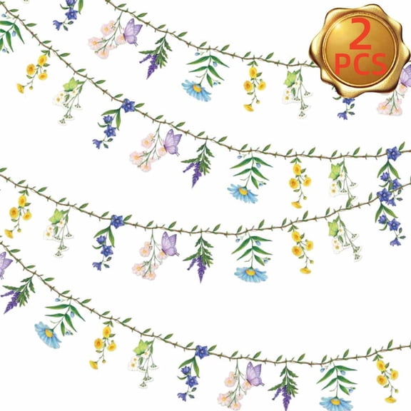 Youersen 2 Pack Flower Banner Floral Garland, Pastel Spring Party & Birthday Decorations