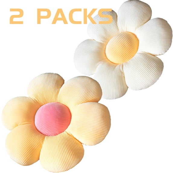 2 Pack Flower Pillow, 16'' Flower Shaped Throw Pillow, Soft Decorative Cushion for Sofa, Bed, and Floor Seating